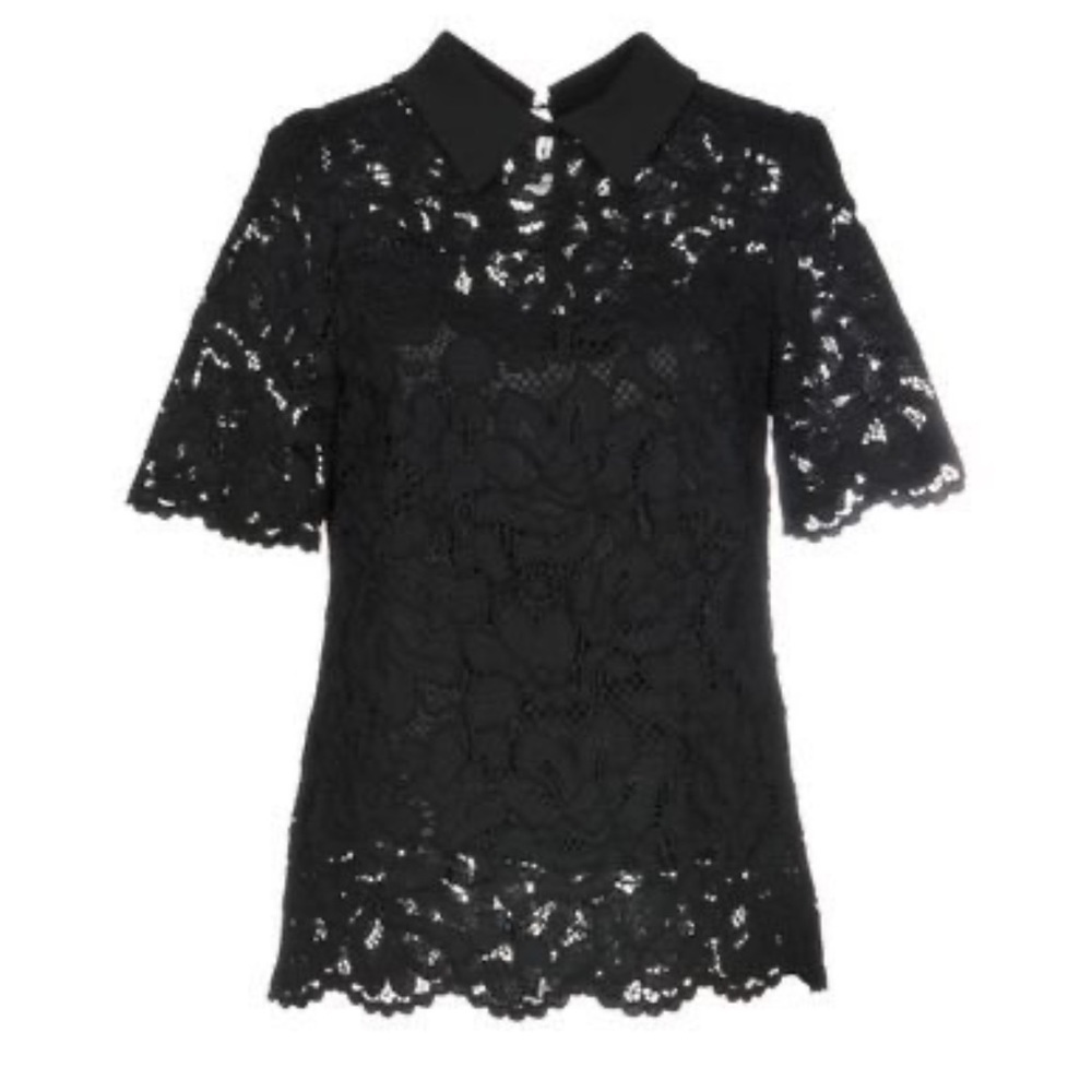 Tara Jarmon Blouse In Black lace collared top